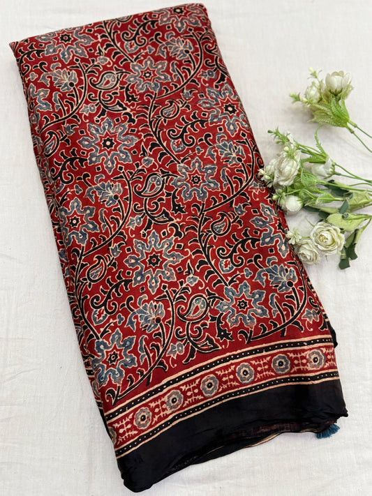 Ajrakh Lagdi Zari Pallu Saree 17