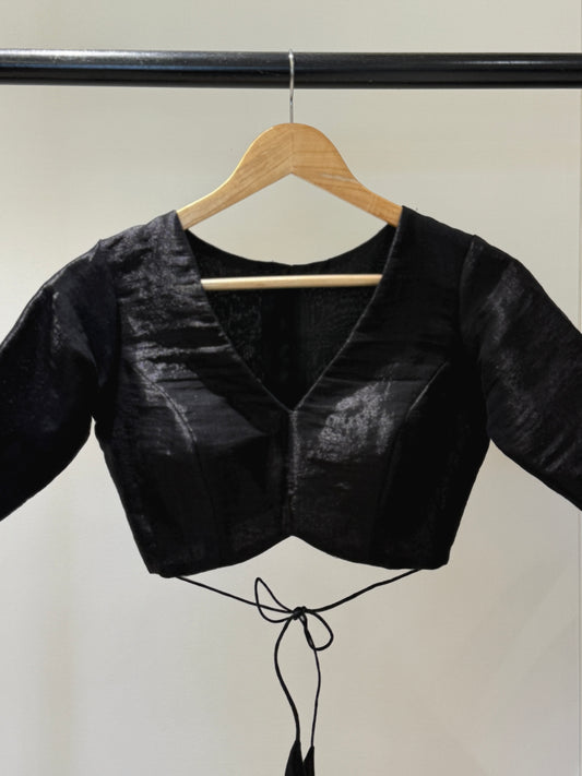 Black Butterfly Tissue Mulmul Blouse