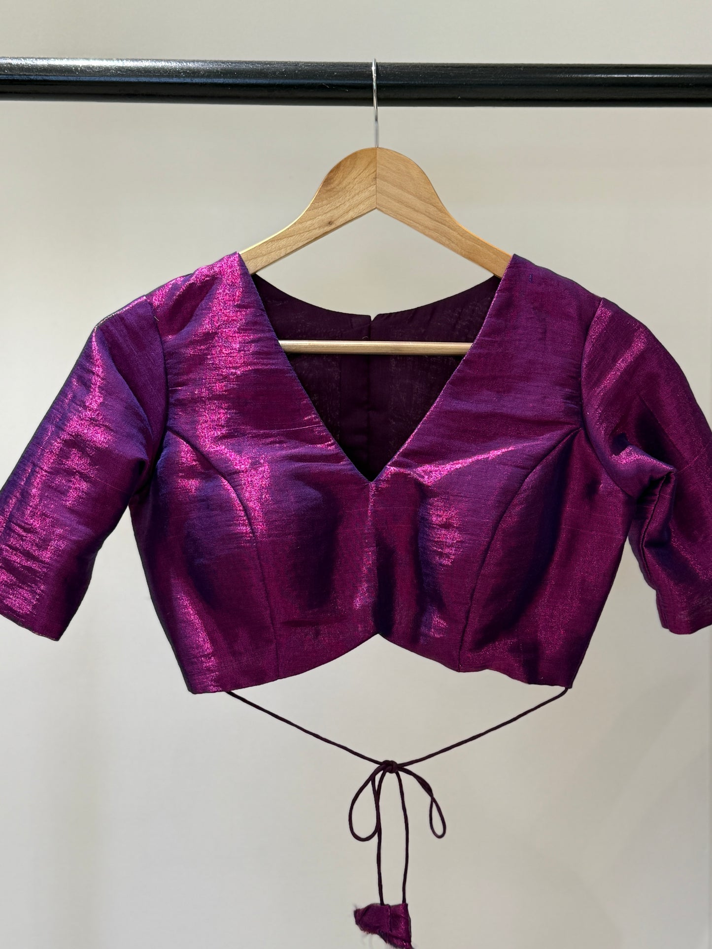 Magenta Wine Butterfly Tissue Mulmul Blouse