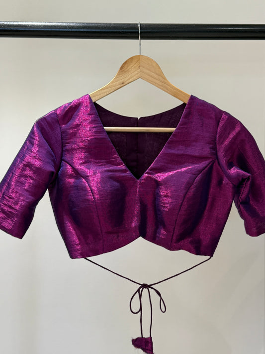 Magenta Wine Butterfly Tissue Mulmul Blouse