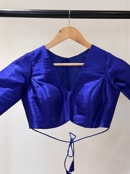 Blue Butterfly Tissue Mulmul Blouse