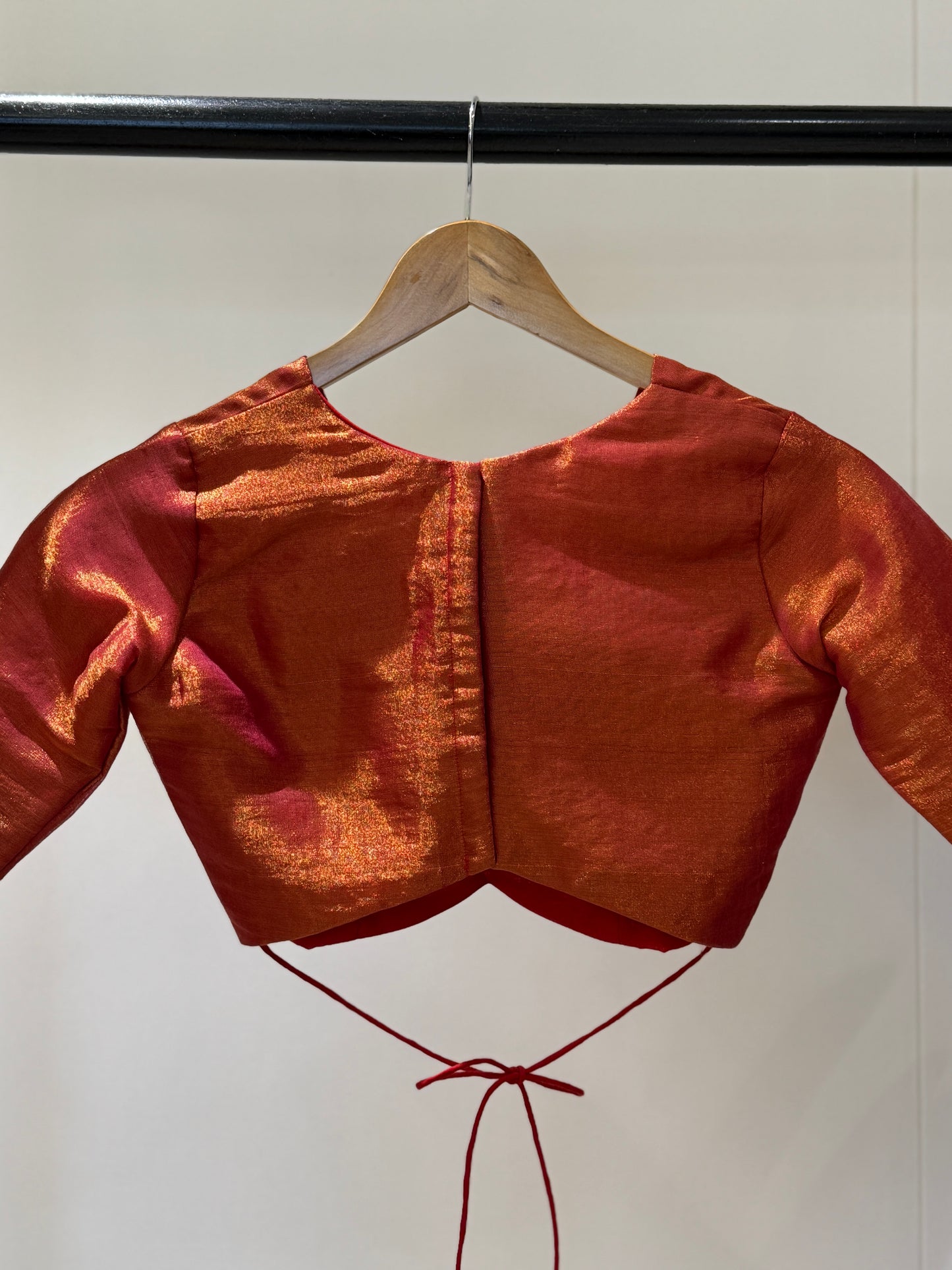 Gajri Red Butterfly Tissue Mulmul Blouse