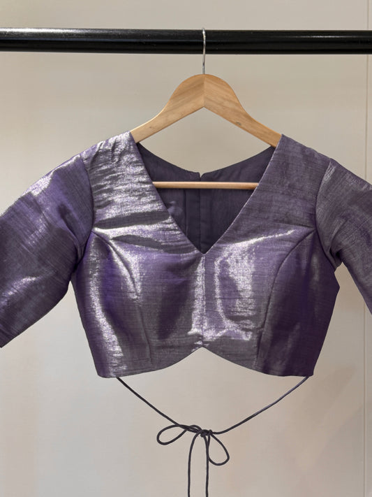 Lavender Butterfly Tissue Mulmul Blouse