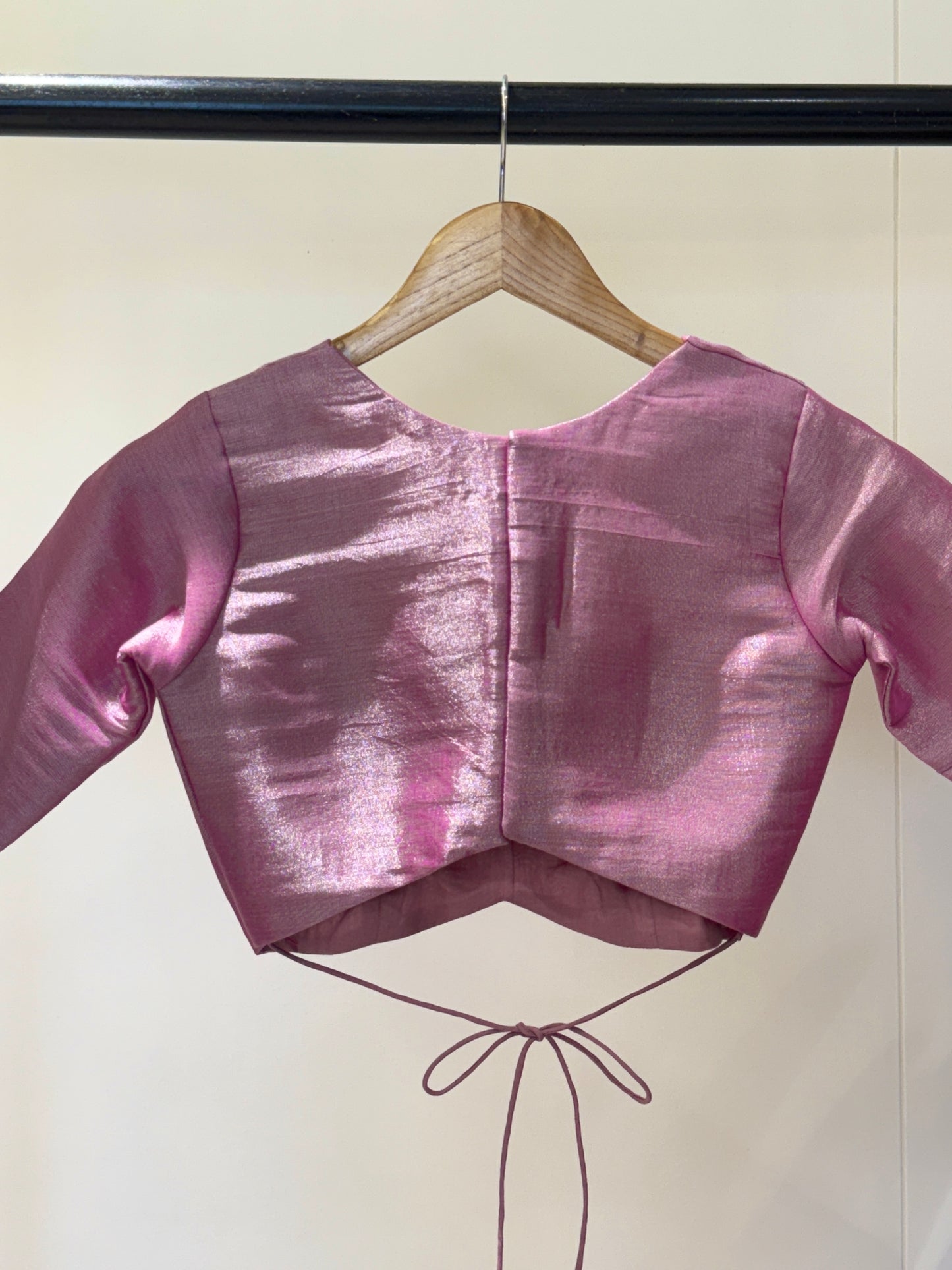 Pink Silver Butterfly Tissue Mulmul Blouse