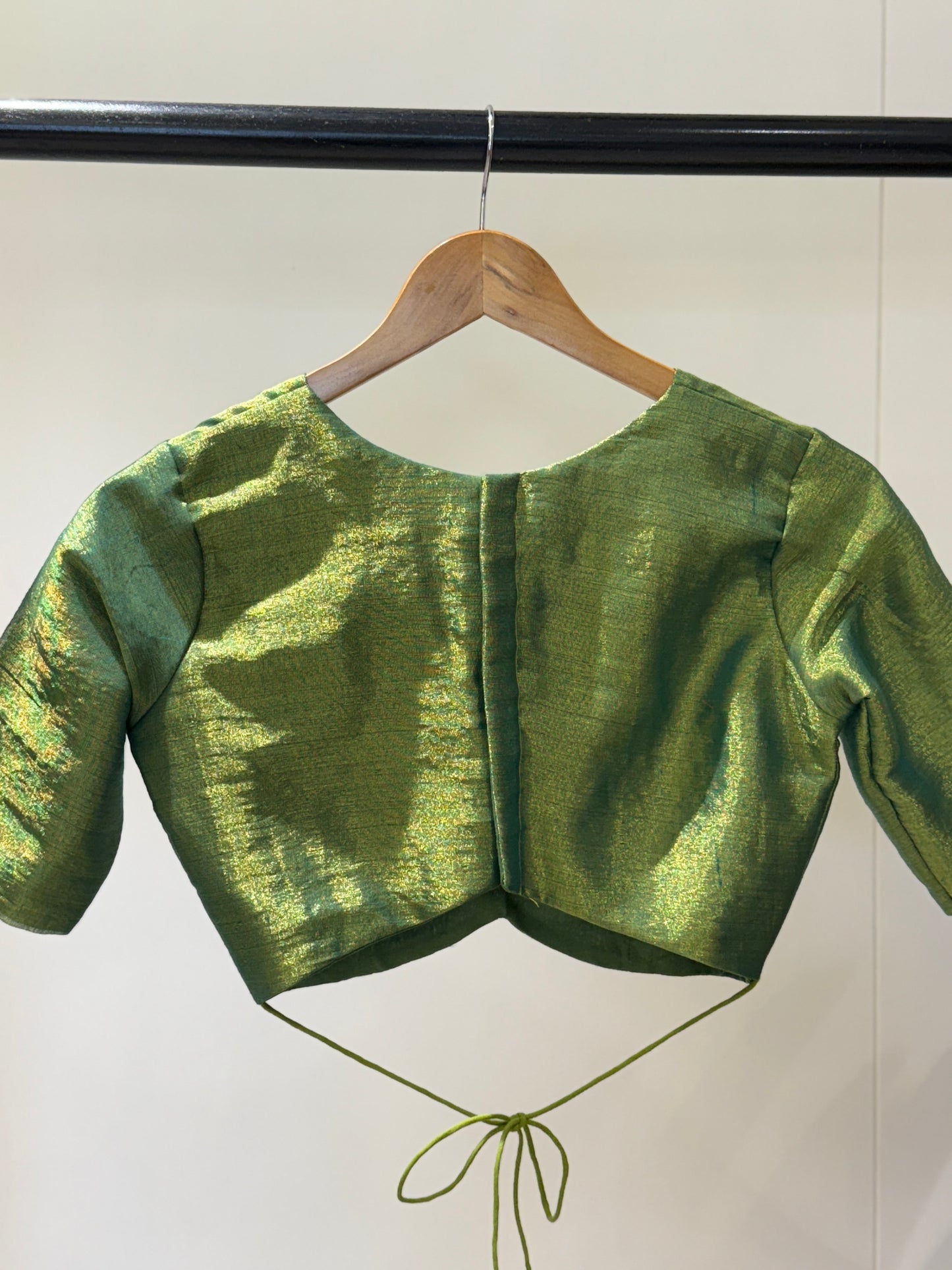 Emerald Gold Butterfly Tissue Mulmul Blouse