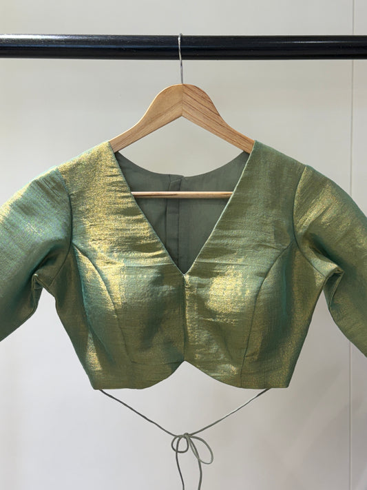 Pista Gold Butterfly Tissue Mulmul Blouse