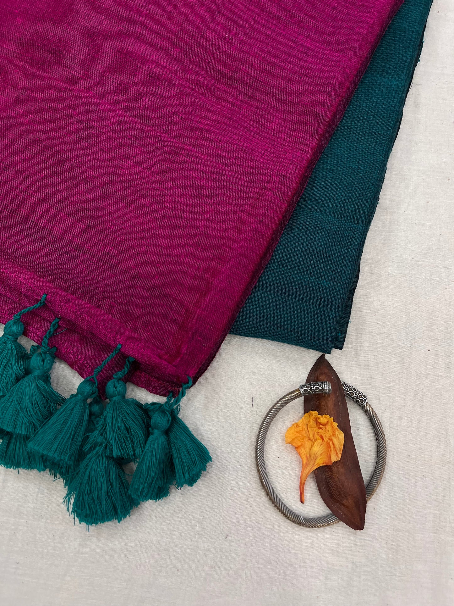 Rama Magenta Acrylic Cotton Saree