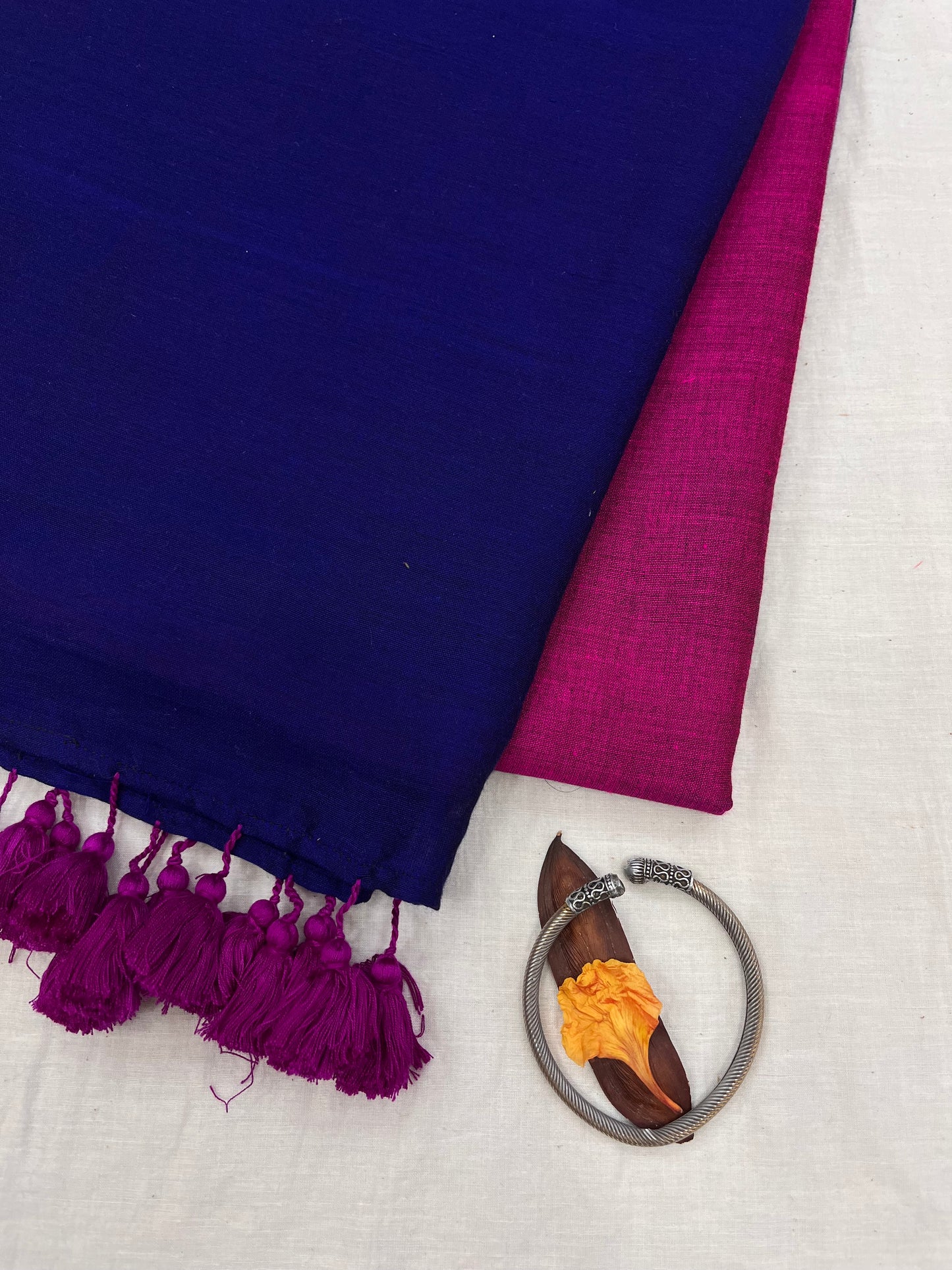 Magenta Blue Acrylic Cotton Saree