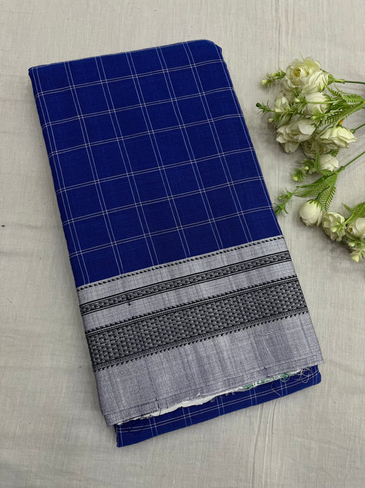 Blue Grey Checks Ilkal Saree