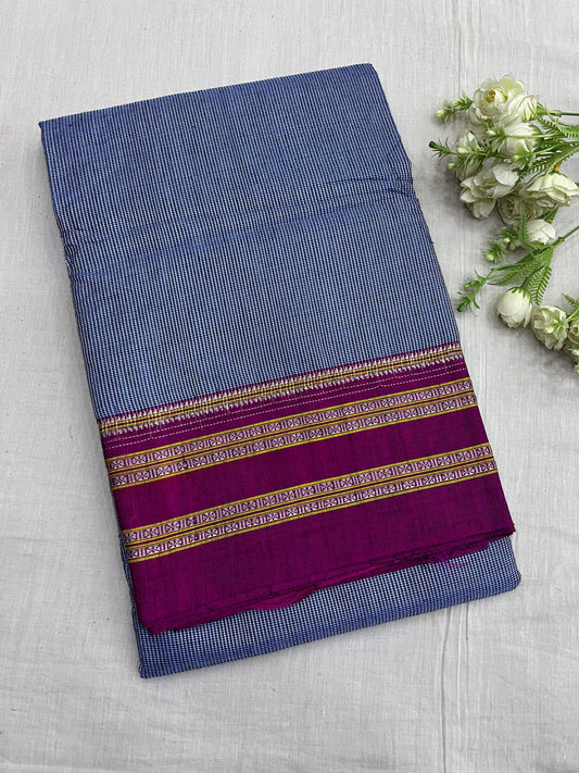 Denim Magenta Micro Checks Ilkal Saree