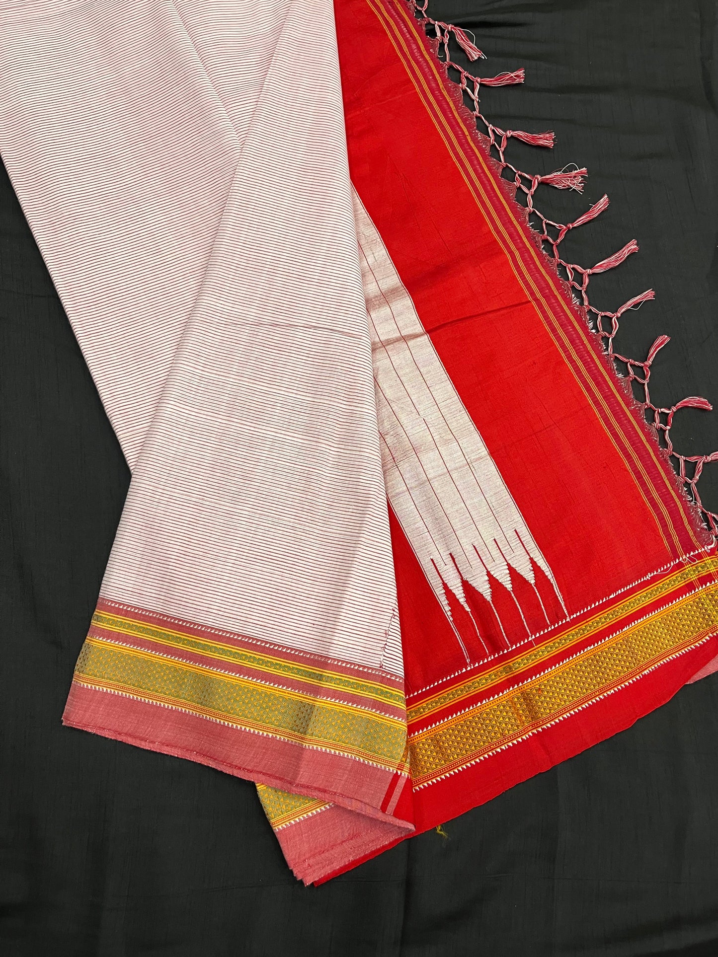 Light Pink Red Stripe Ilkal Saree