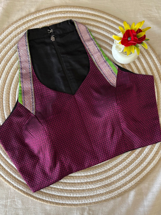 Khun Halter Neck Wine Blouse