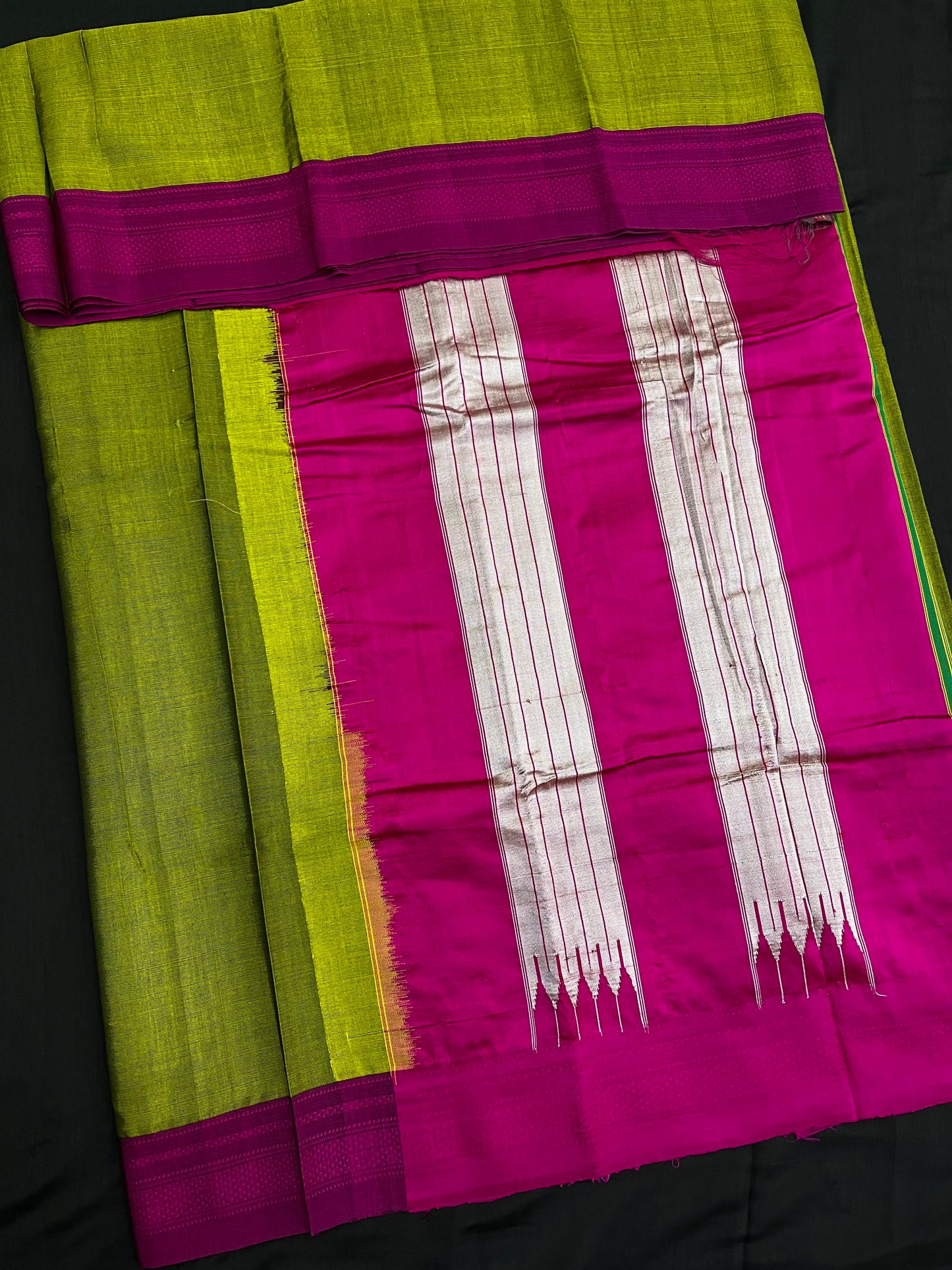 Mehendi Magenta Viscose Ilkal Saree