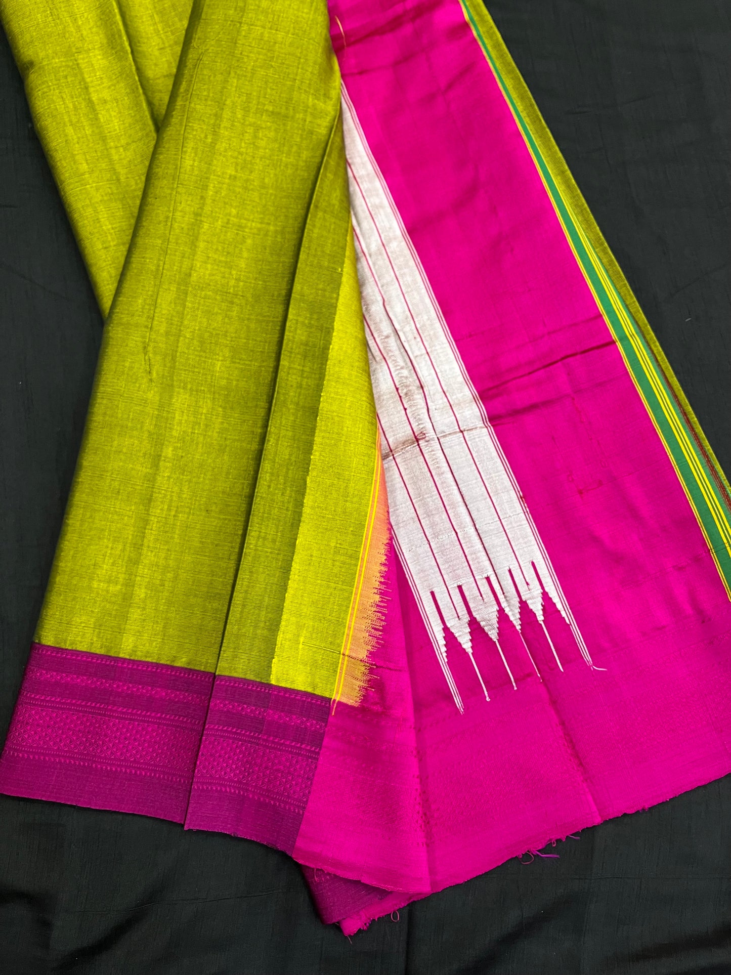 Mehendi Magenta Viscose Ilkal Saree