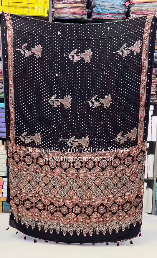 Rashmika Mirror Ajrakh Modal Silk Saree (Pre Order - Dispatch Starts 25th June 2026)