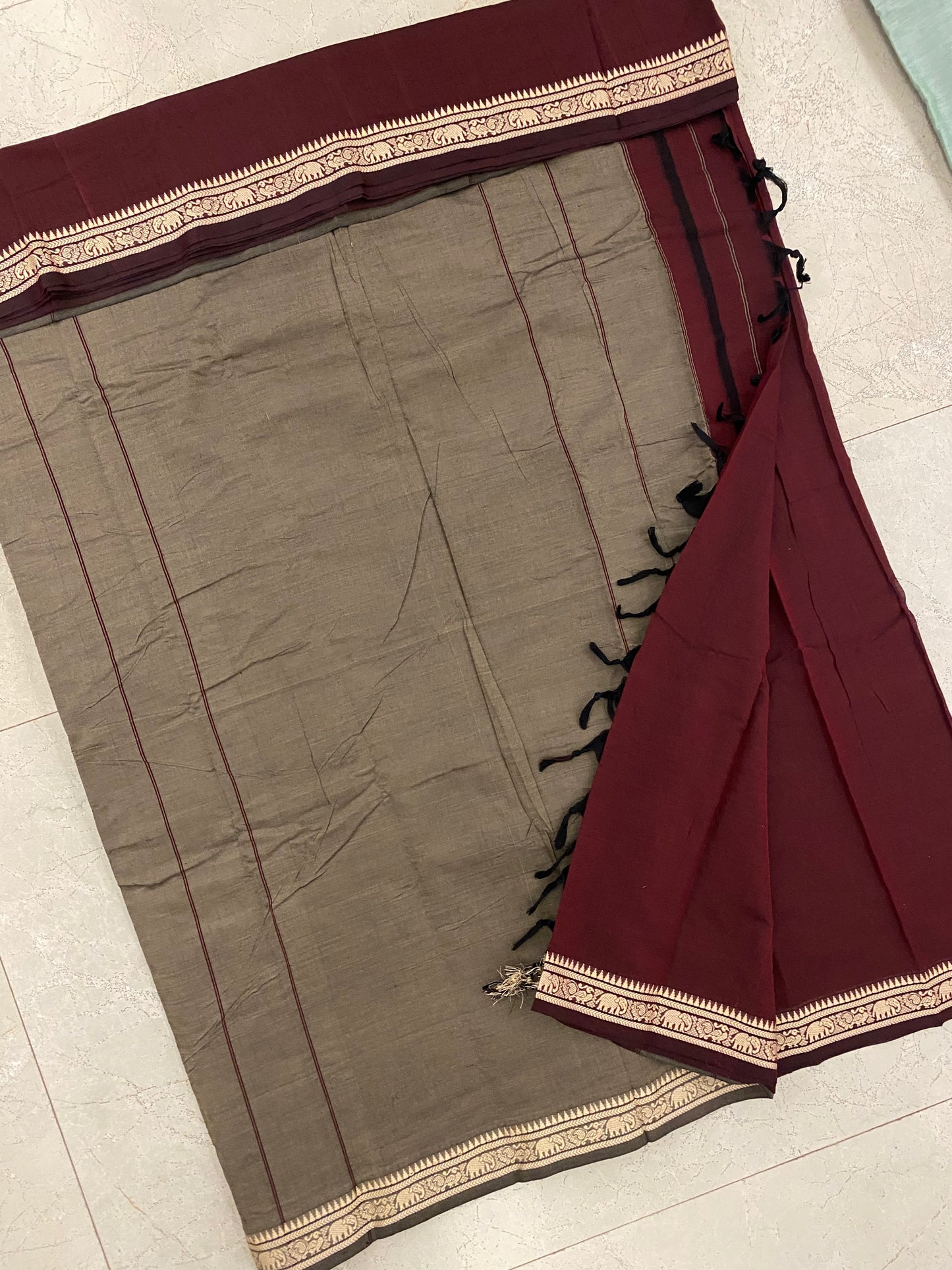 Vijaypura Elephant Border Cotton Saree - 05