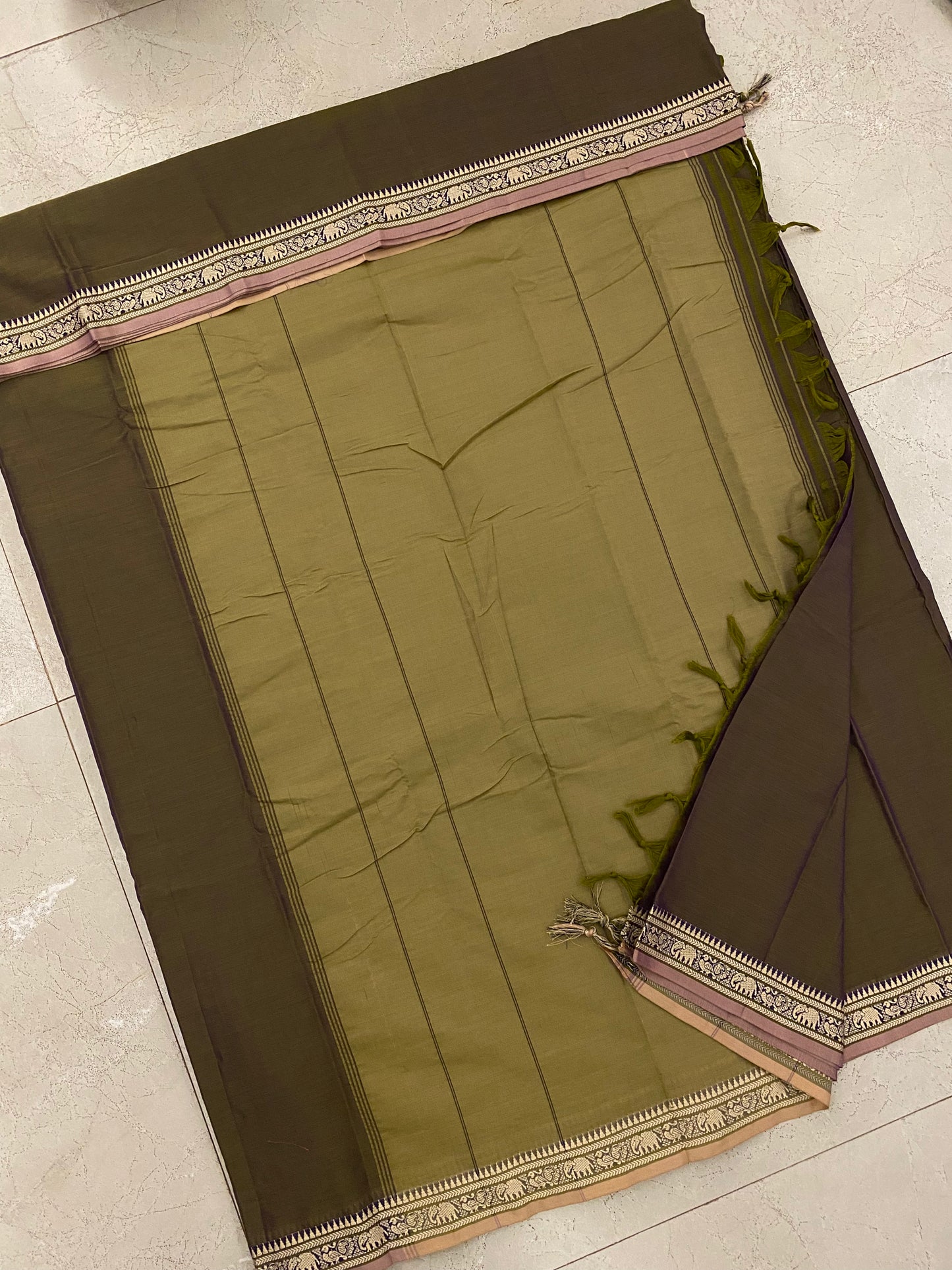 Vijaypura Elephant Border Cotton Saree - 09