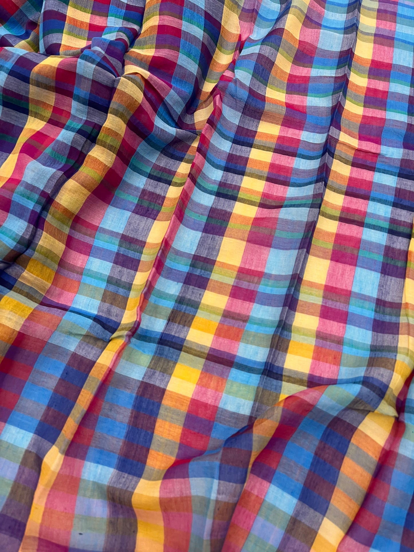 Rainbow Checks Mulmul Saree