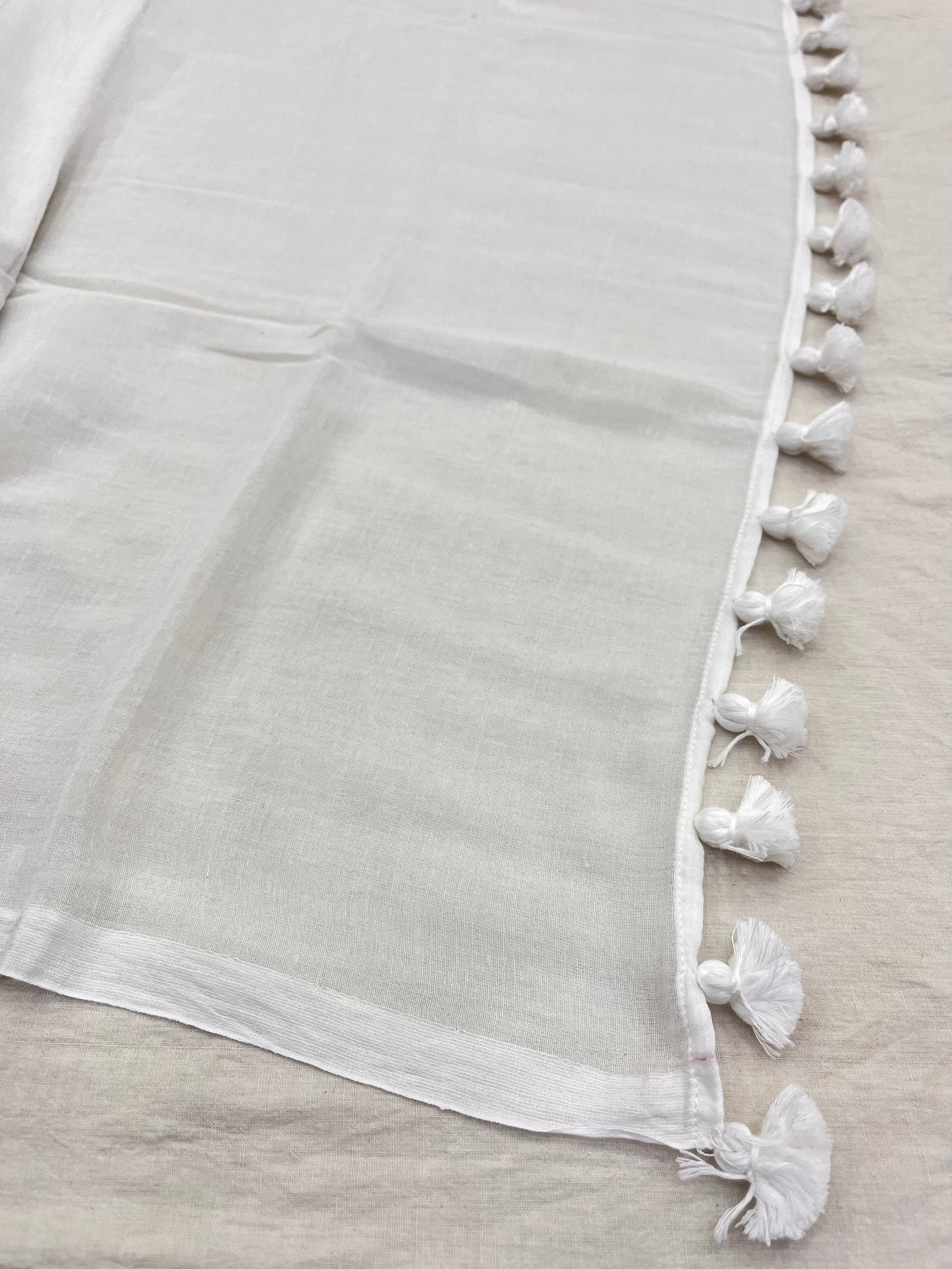 White Mulmul Saree