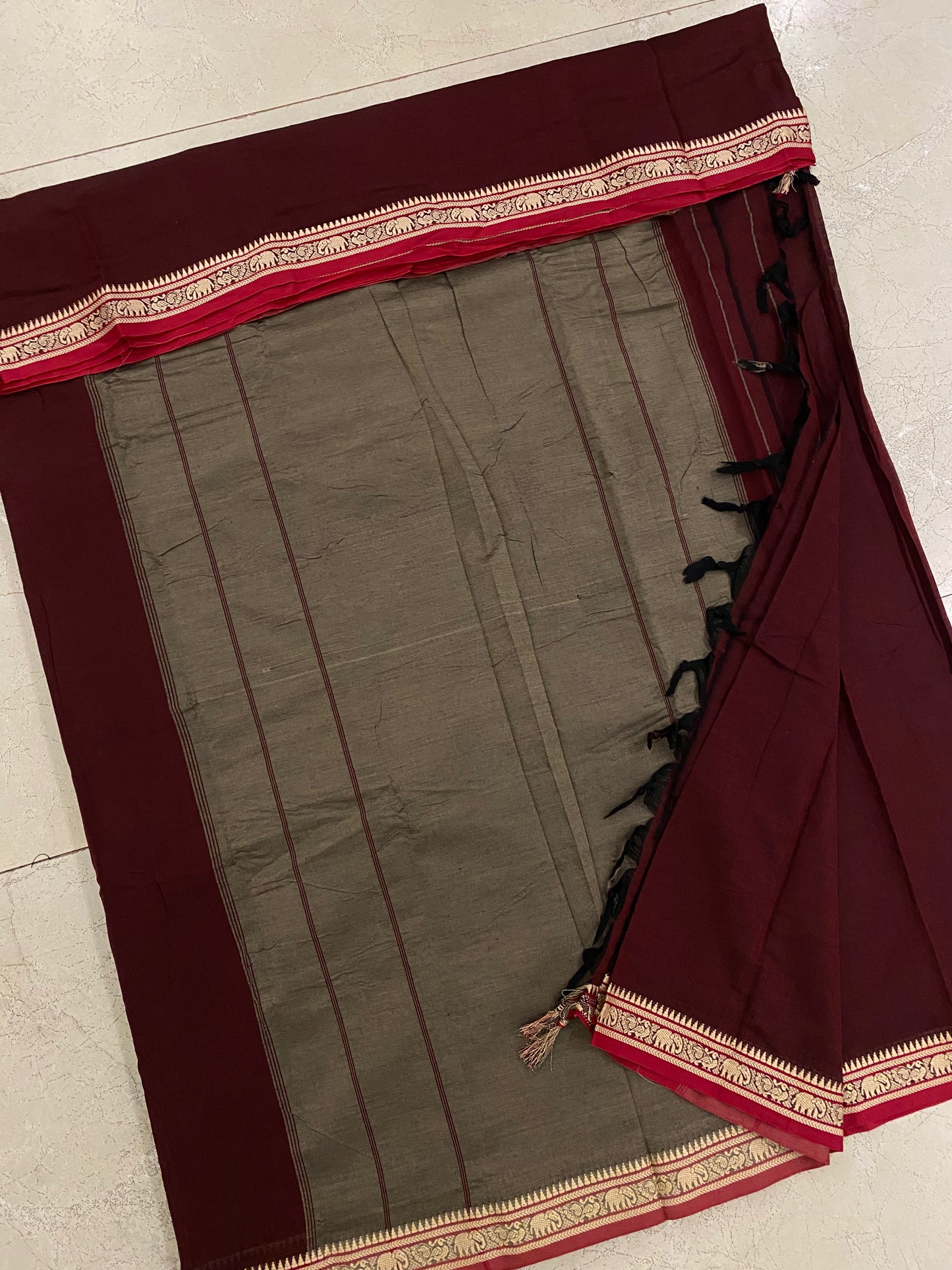 Vijaypura Elephant Border Cotton Saree - 08
