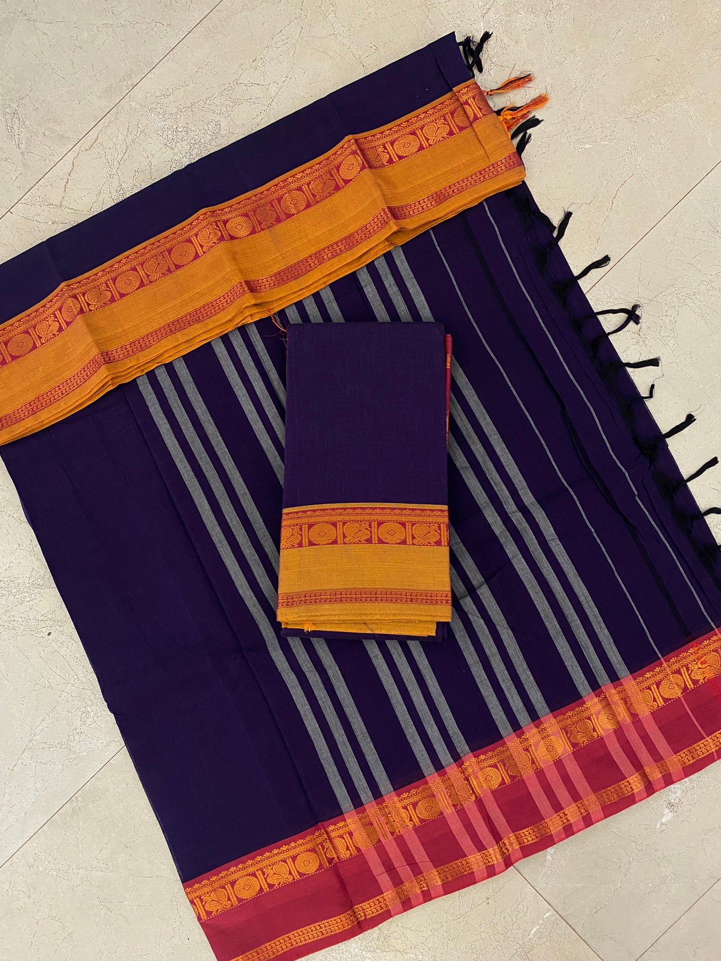 Vijaypura Peacock Border Cotton Saree - 07