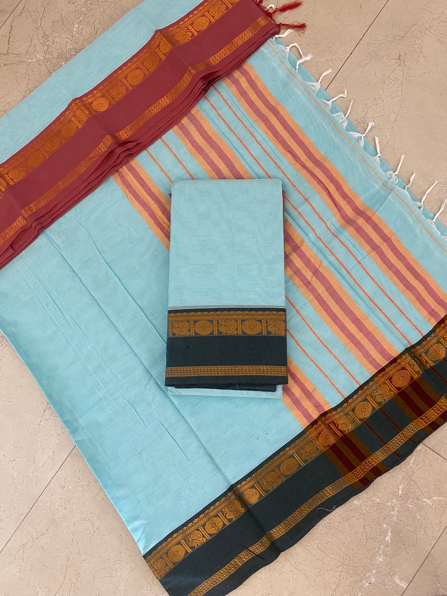 Vijaypura Peacock Border Cotton Saree - 03