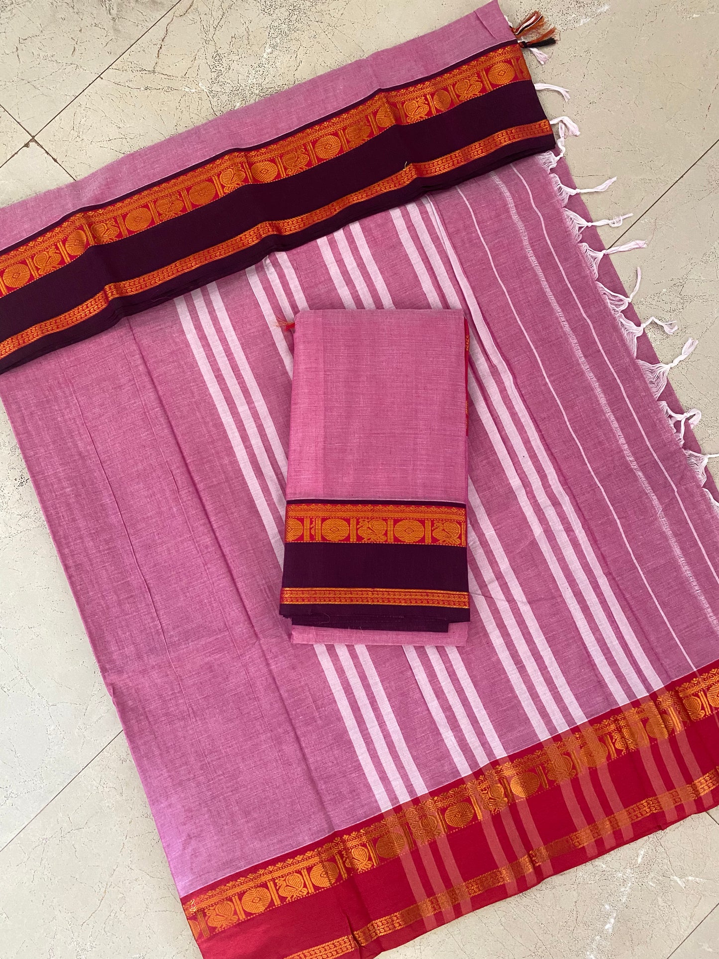 Vijaypura Peacock Border Cotton Saree - 05
