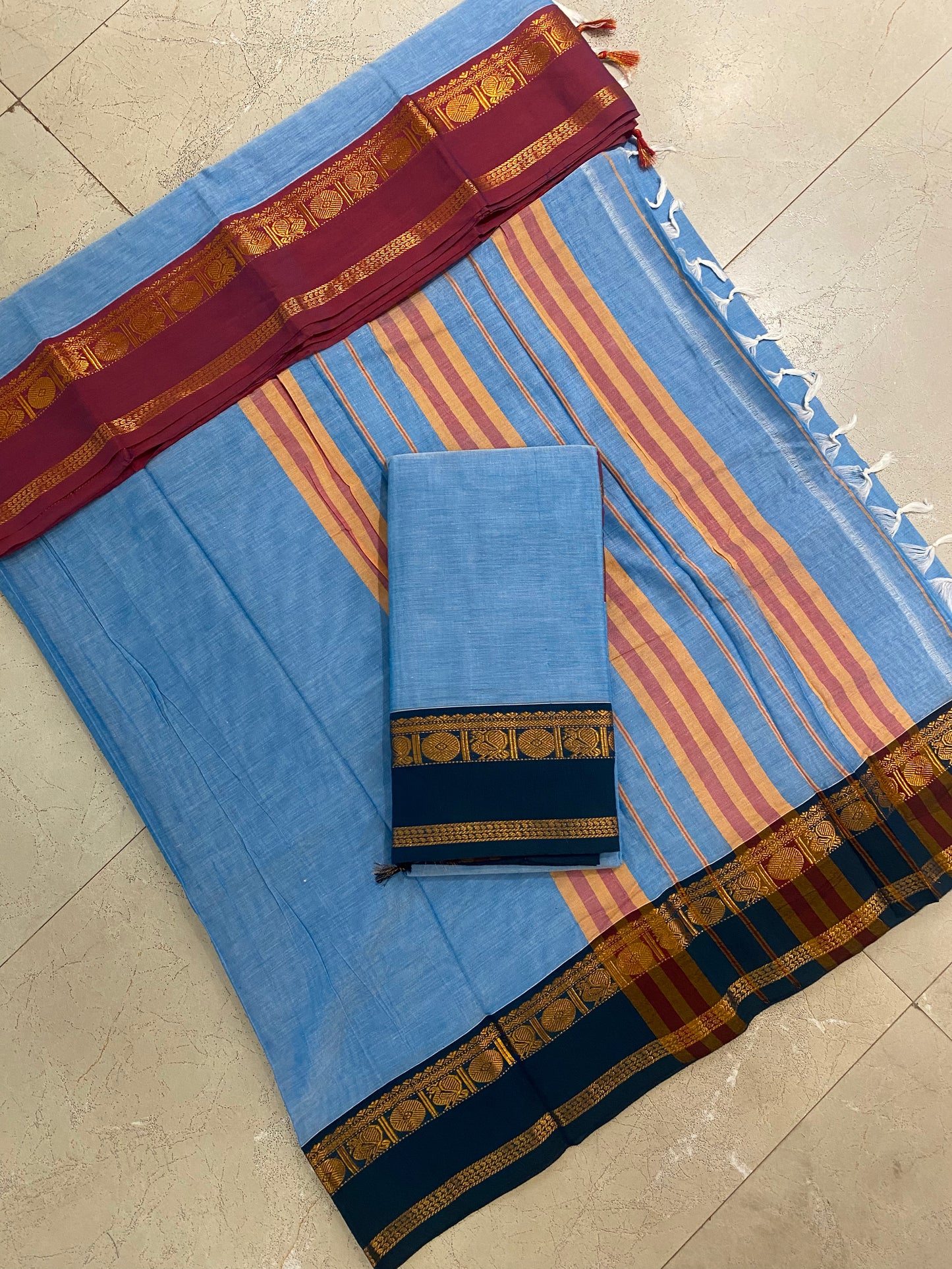 Vijaypura Peacock Border Cotton Saree - 09