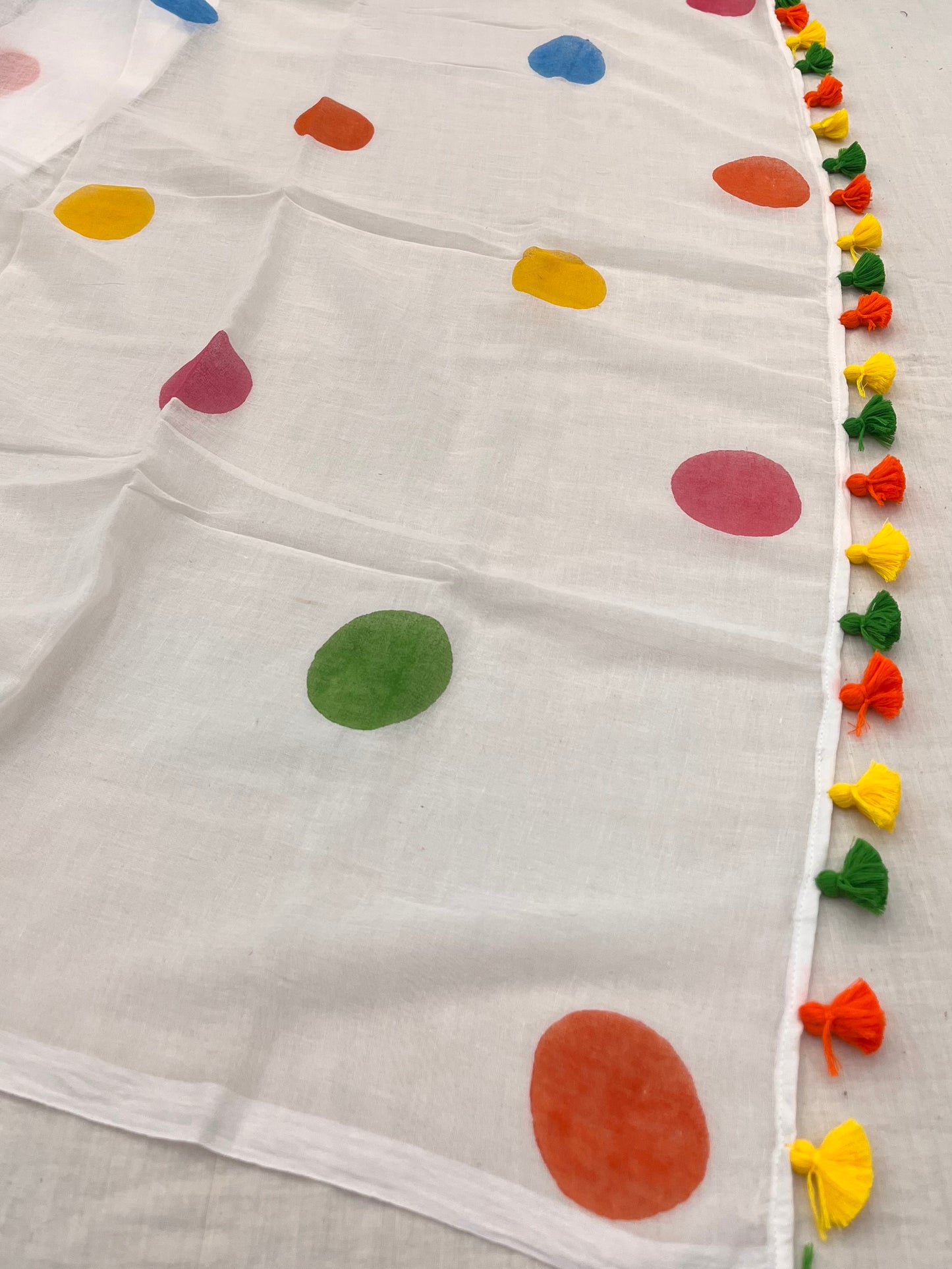 Poppin Polka Multicolour Mulmul Saree