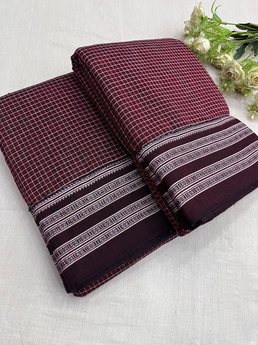 Maroon Coffee Gadi Dadi Border Patteda Anchu Saree