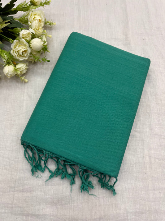 Sea Green Plain Mangalgiri Saree