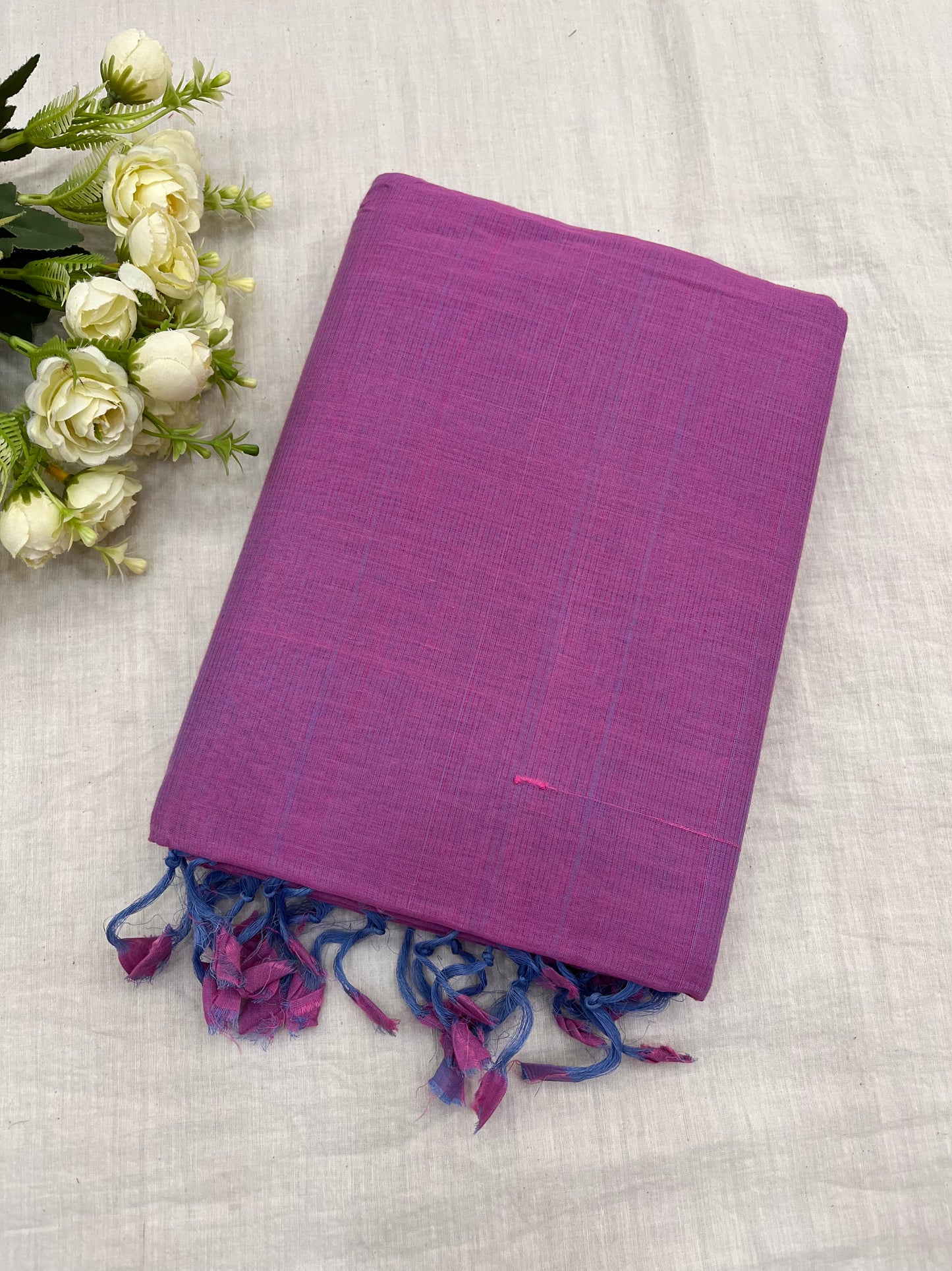 Foamy Pink Plain Mangalgiri Saree