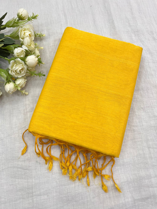 Yellow Plain Mangalgiri Saree