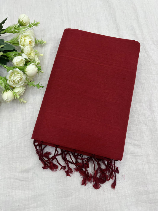 Maroon Plain Mangalgiri Saree