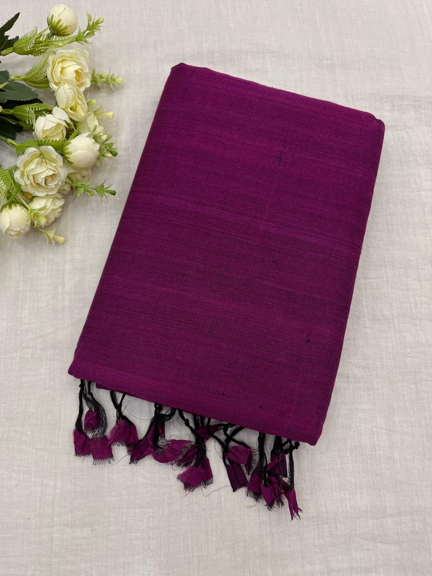 Wine Plain Mangalgiri Saree