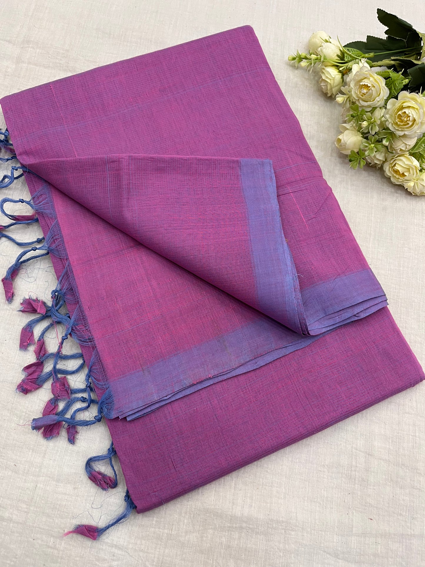 Foamy Pink Plain Mangalgiri Saree