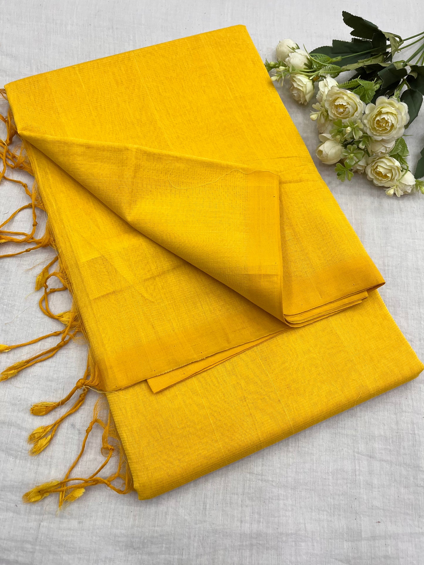 Yellow Plain Mangalgiri Saree