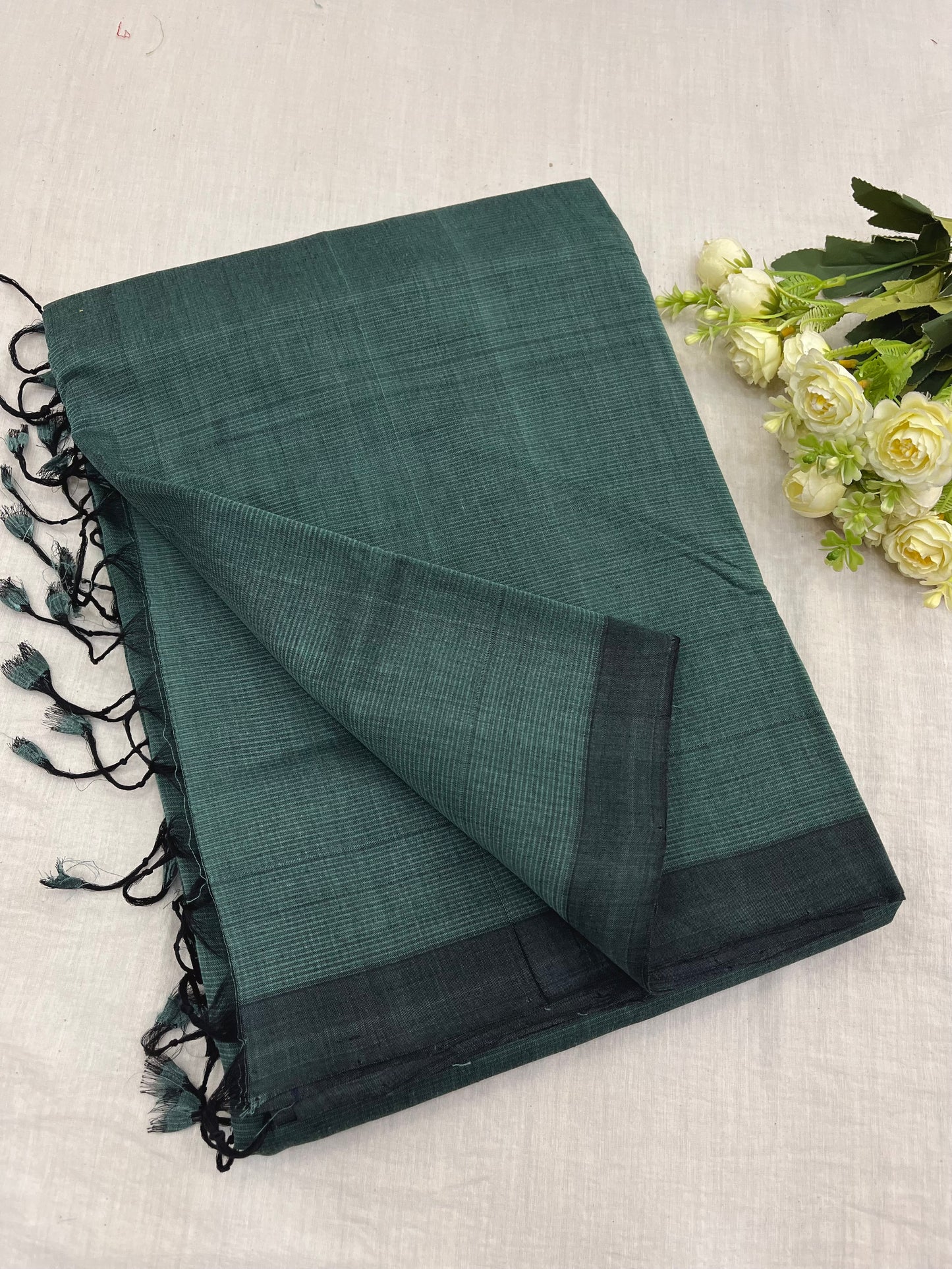 Sage Green Plain Mangalgiri Saree