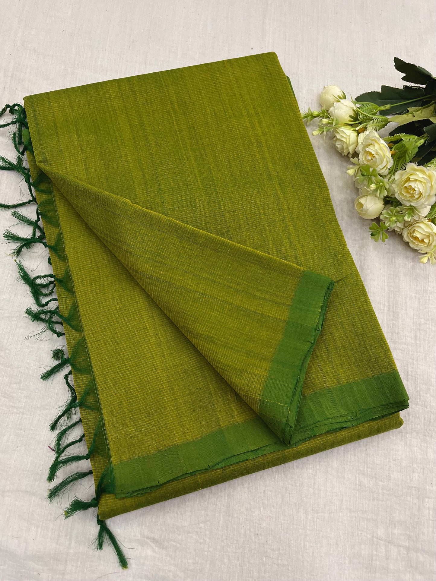 Sneha Green Plain Mangalgiri Saree