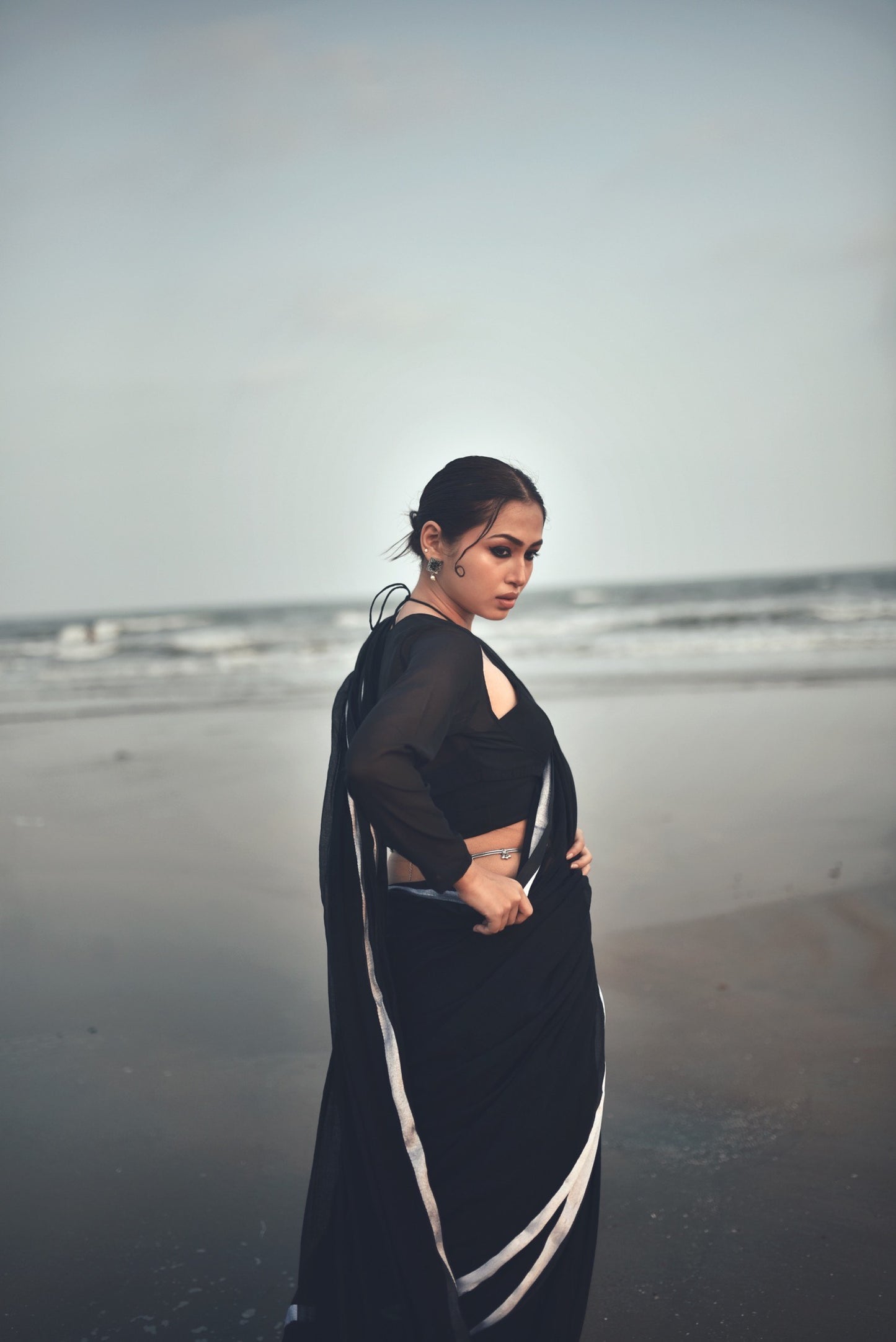 Black Masaba Mulmul Saree