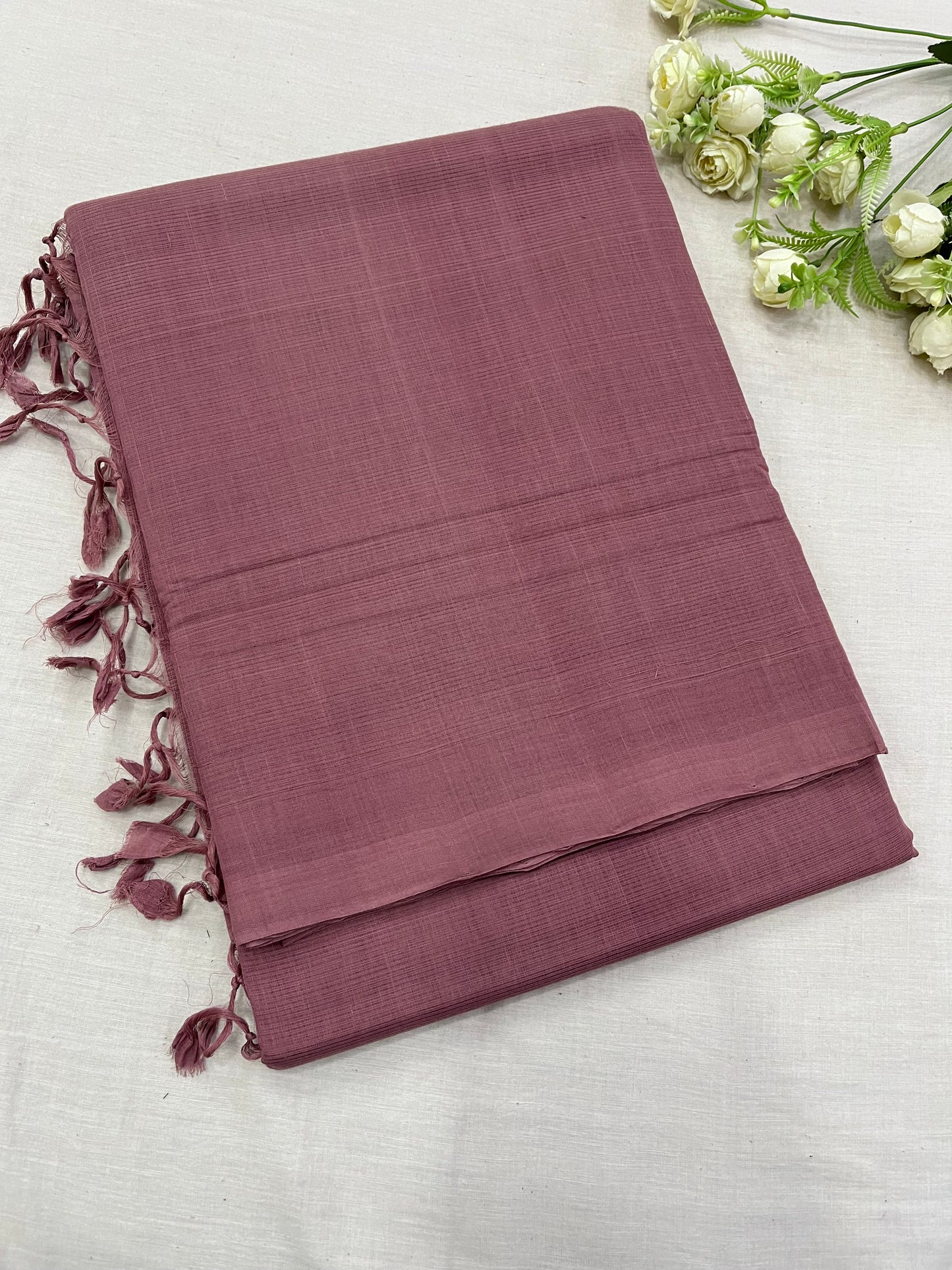 Dusty Rose Plain Mangalgiri Saree