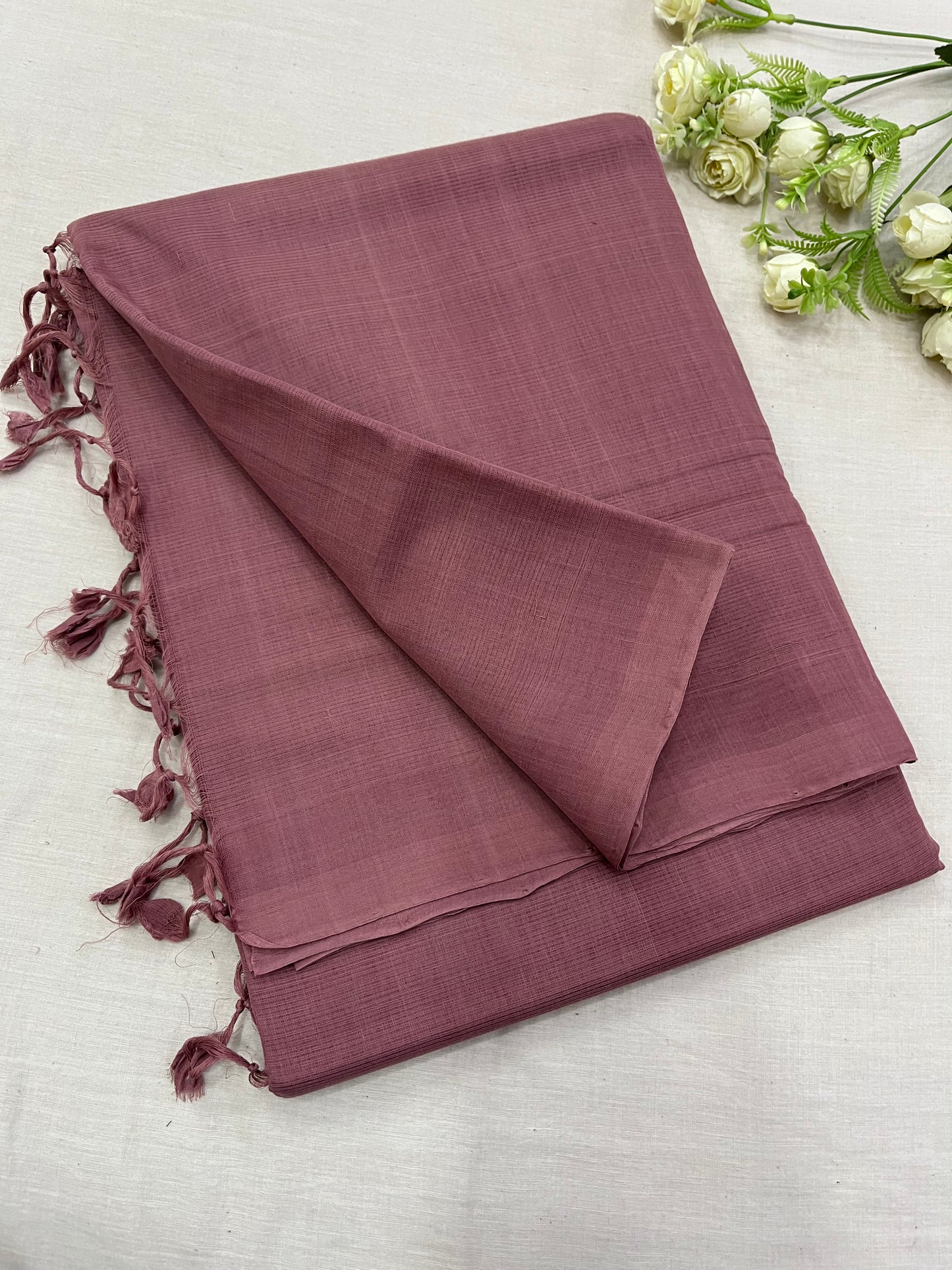 Dusty Rose Plain Mangalgiri Saree