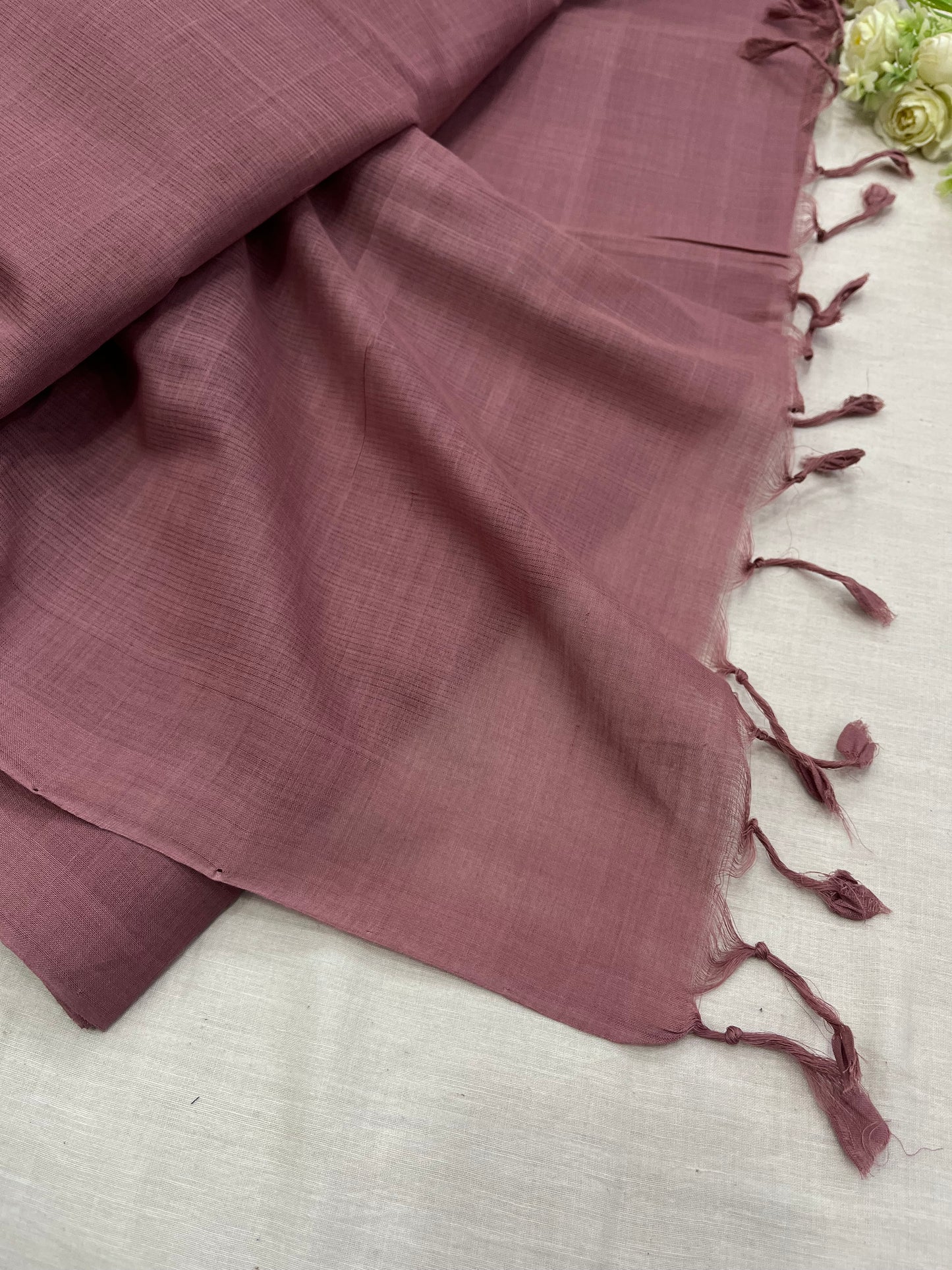 Dusty Rose Plain Mangalgiri Saree