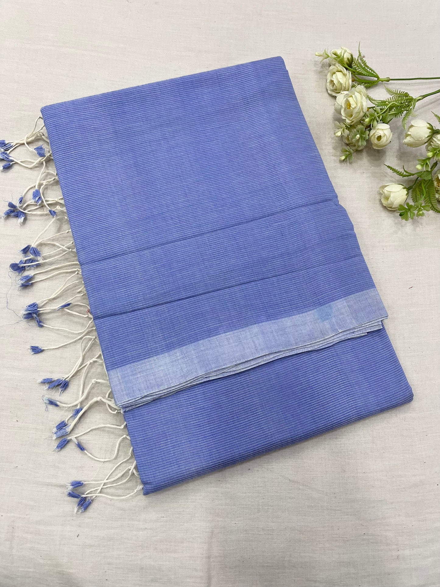 Sky Blue Plain Mangalgiri Saree