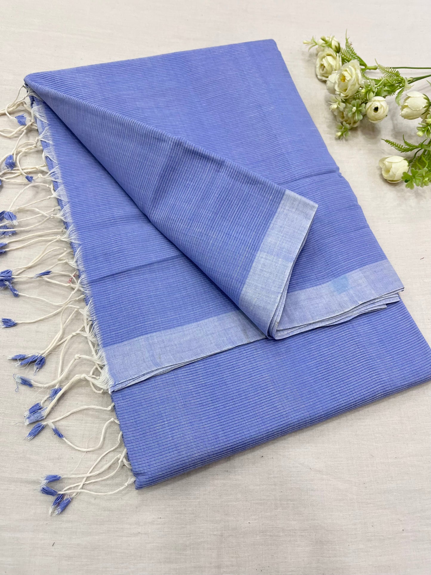 Sky Blue Plain Mangalgiri Saree