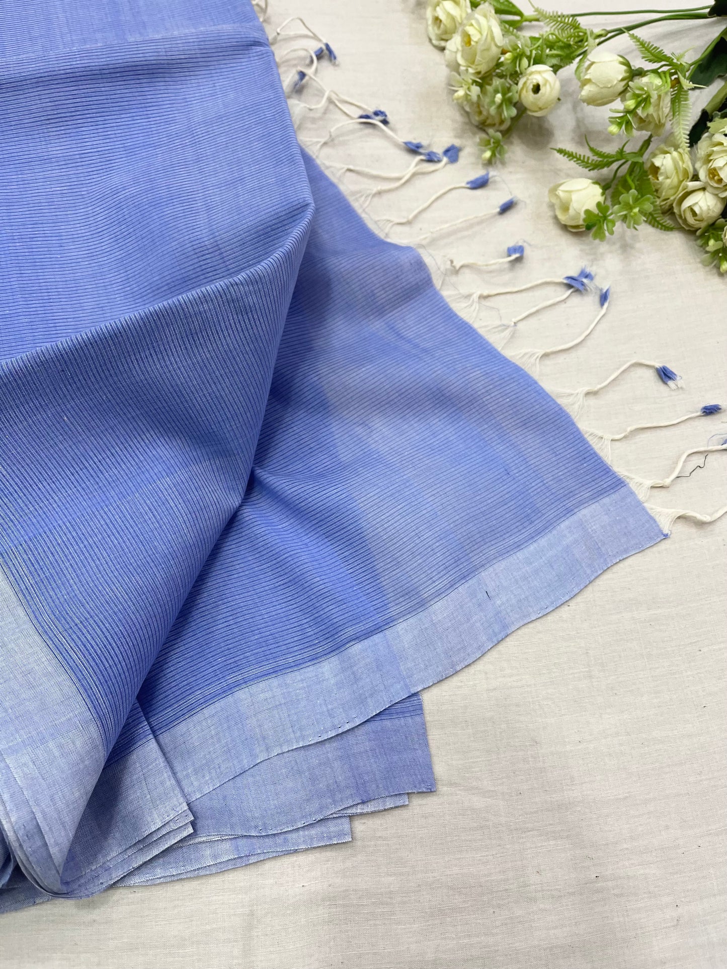 Sky Blue Plain Mangalgiri Saree