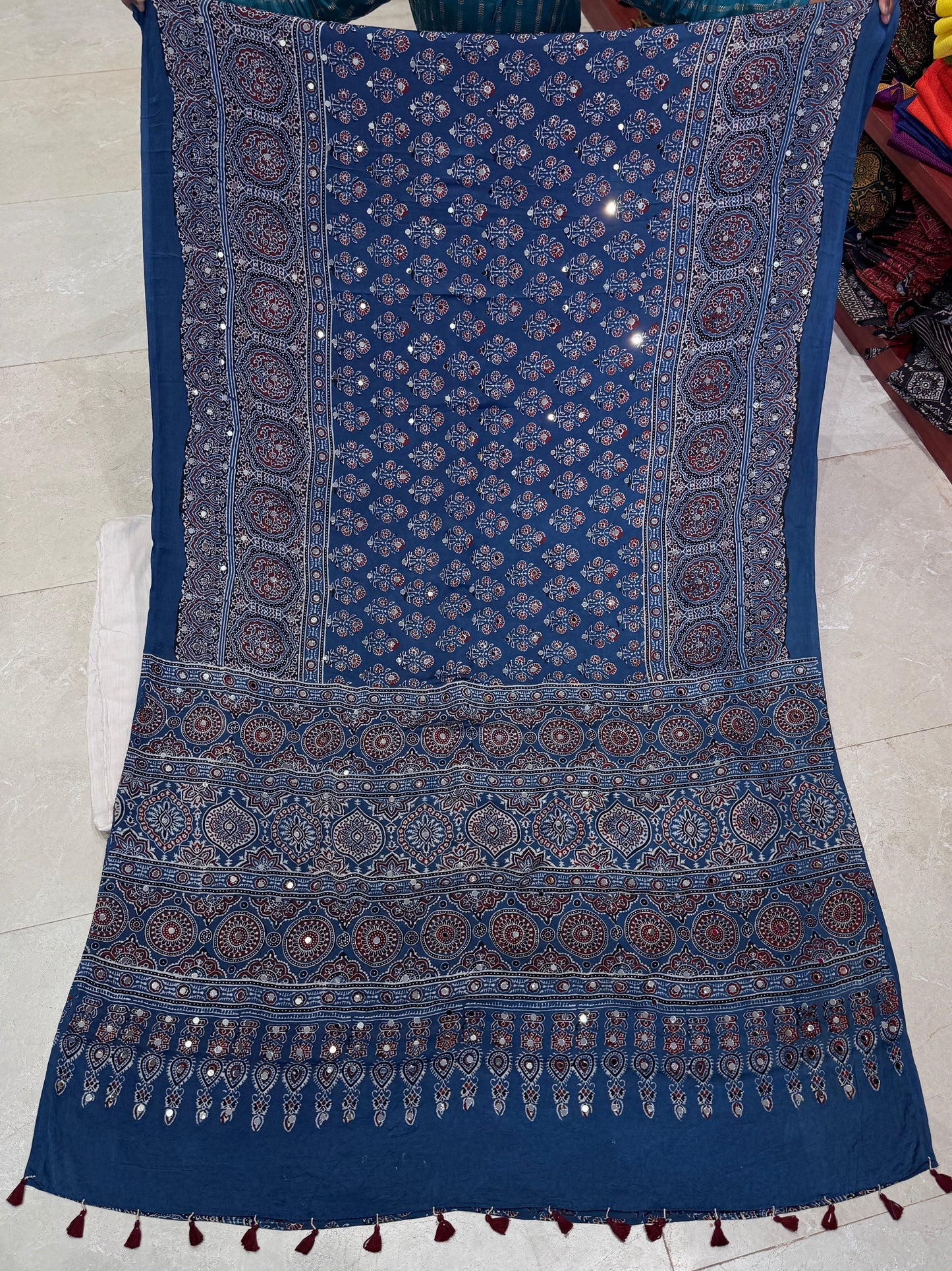 Neel Tara Ajrakh Mirror Saree Blouse Set (Pre Order - Dispatch Starts 25th June 2026)