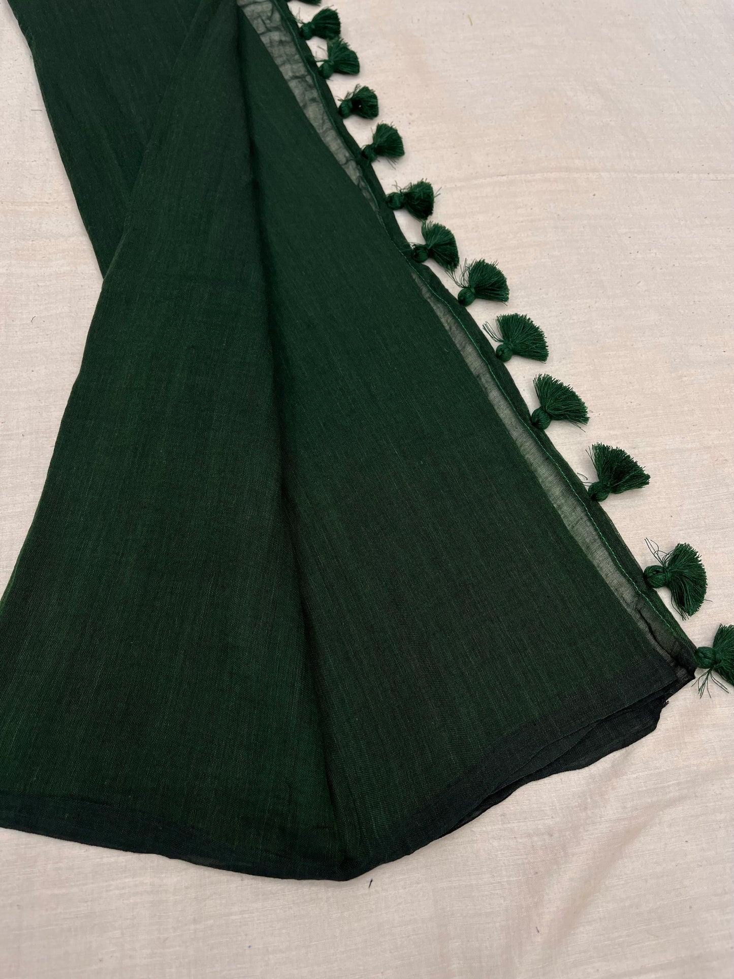 Bottle Green Mulmul Saree