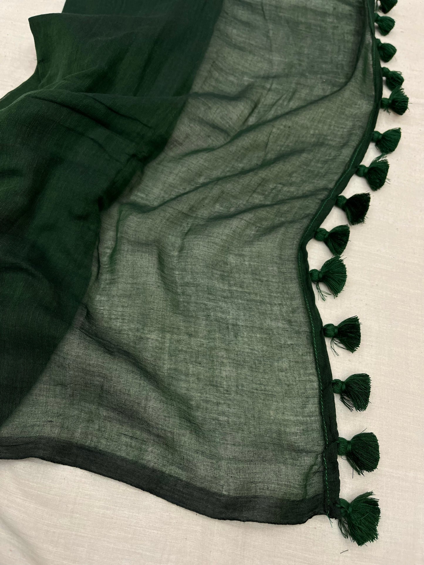 Bottle Green Mulmul Saree