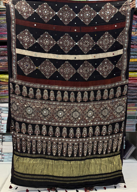 Chaurang Jalna Mirror Ajrakh Saree